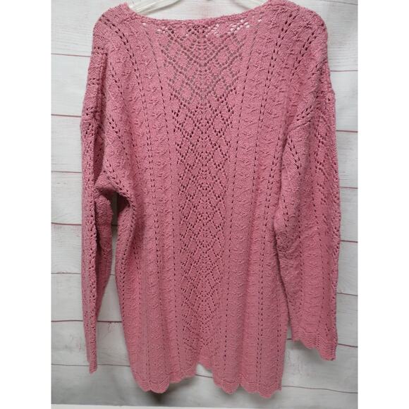 Sostanza Size Large 80% Silk Pink V-Neck Sweater - Picture 9 of 9